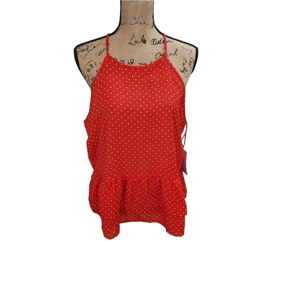 Lily White peplum tiered polka dot shirt size XL NEW